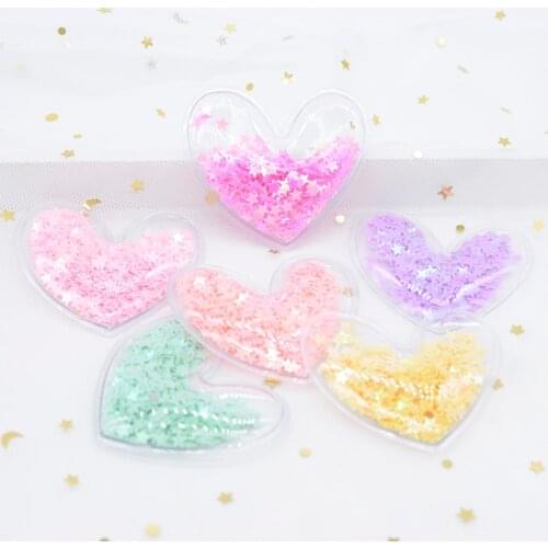 50*45mm Filling Bling Paillette Appliques Heart Patches for DIY Clothes Headwear Cake Topper Hair Clips Decor Accessories H05