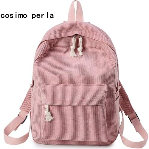 Solid Color Preppy Style Velour Backpacks for Teenage Girls Korean School Bookbags Double Shoulder Strap Travel Bagpack Female