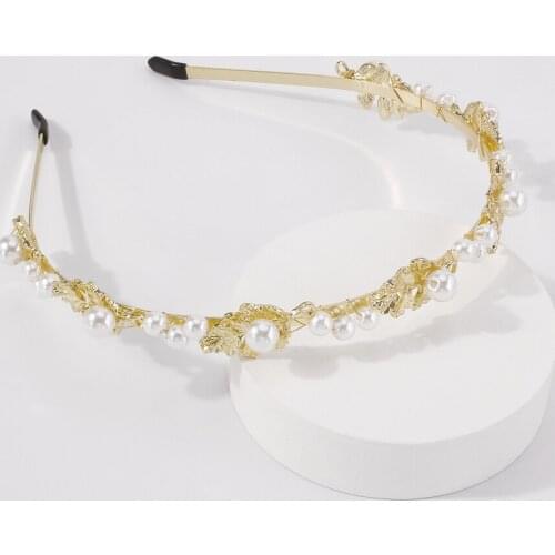 Refreshing Headbands For Women Luxury Imitation Pearls Rhinestone Wholesale Headband Fashion Party Birthday Gift Hair Jewelry