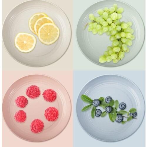 Plastic Plates Reusable Eco-Friendly Lightweight Wheat Straw Plates Salad Plates Camping Plates Dinner Plates 8 Pack