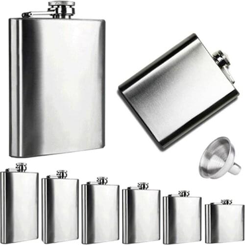 Portable Plastic 4 5 6 7 8 10 oz Stainless Steel Vodkas Whiskey Alcohol Hip Flask Cap Funnel Flask for Alcohol Flagon Funnel
