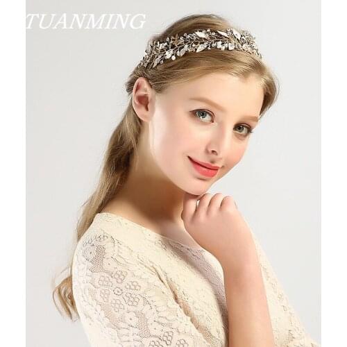 Pearl Leaf Bride Headband Rhinestone Ladies Wedding Headband Pearl Hair Jewelry For Bride Headpiece Head Adornment