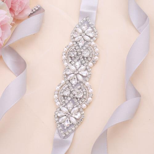 Cheap Rhinestone Applique Bridal Belt Wedding Crystal Beaded Belt Bridesmaid Dress Sash Belt For Accessoire Mariage