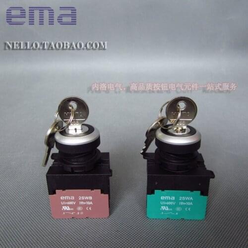 [ SA ]Imports EMA key switch 22mm E2K7/8I/V/W 3 segments from Reset / self-locking 1NO1NC--10PCS/LOT
