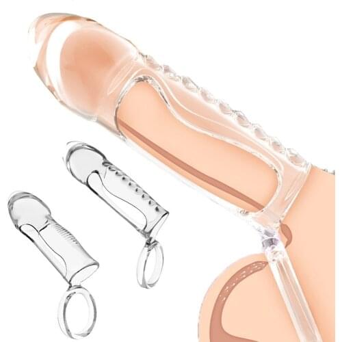 Sex Toys Crystal Condom Reusable Penis Enlargement Sleeve Delay Ejaculation G-spot Stimulate Male Erection Adult Toys Sex Shop