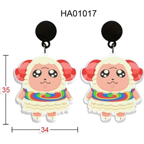 Cartoon Print Stud Earrings New Horizons For Girls Black Drop Dangle Earrings