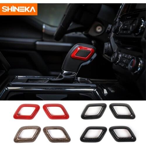 SHINEKA Car Styling Gear Shift Lever Decoration Cover Trim Ring Frame Sticker Fit for Ford F150 2015+ Car Accessories
