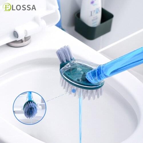 ELOSSA TPR Silicone Brush With Cleaning Tube Liquid Corner Cleaning Brush Home Cleaning Tool Household Bathroom Accessories Set