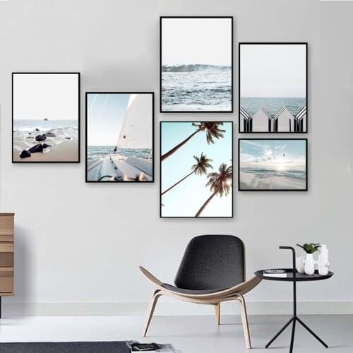Scandinavian Beach Sea Gull Canvas Poster Nature Nordic Ocean Landscape Wall Art Print Painting Living Room Decorative Picture