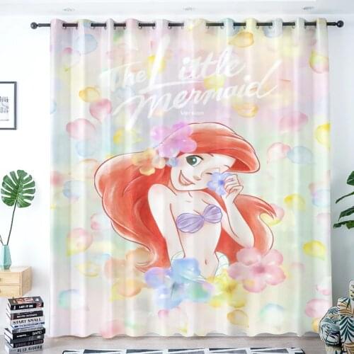 Disney Curtains The Little Mermaid Blackout Digital Printing Princess Room Girly Custom Curtains Girl Bedroom Childrens Gift