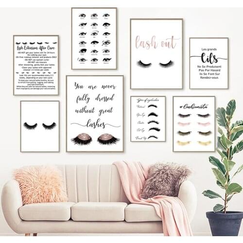 Eyelash Types Prints Womans Lashes Expansion Poster Modern Fashion Makeup Wall Art Canvas Painting Picture Girls Room Decor