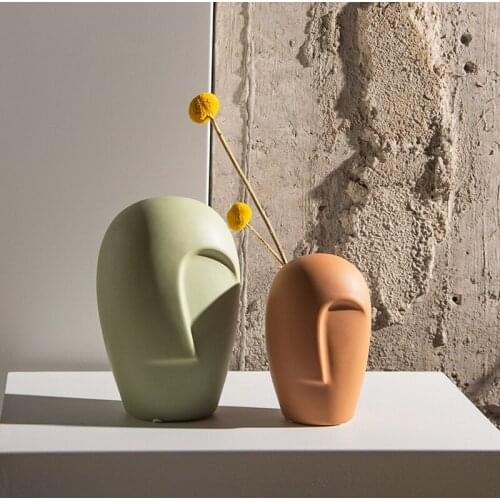 Face Ceramic Vase Flower Arrangement Accessories Nordic Modern Minimalist Creative Home Living Room Hotel Floral Ornaments