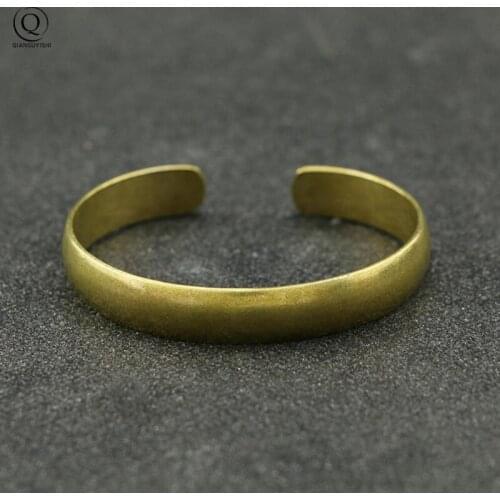 Vintage Brass Royal Bangles Lady Cuff Bracelet Glossy Pure Copper Ancient Women Wristbands Jewelry Girlfriend Christmas Day Gift