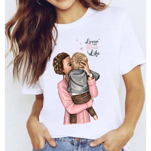 T-shirts Women 2021 Summer Cartoon Mom Life Print Fashion Female T shirt Harajuku Ladies Tee Tops Graphic Tee Shirt femme XXXL