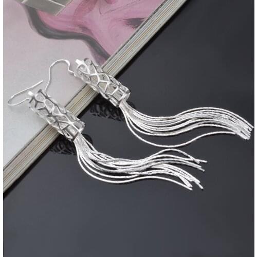 New Fashion 925 Sterling Silver Earrings Tassel Long Earrings Woman Wedding Wedding Jewelry Gift