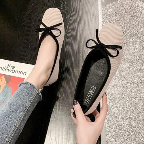 New High Quality Flats 2020 Spring Autumn Women Shoes Fashion Round Toe Butterfly Knot Shoes Shoes Woman Large U19-62