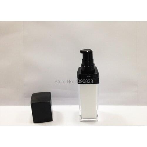 10PCS 30ml 50ml 100ml Square Acrylic Lotion Pump Bottle White Black Lid High Quality Comestic Refillable Cream Packing Bottles
