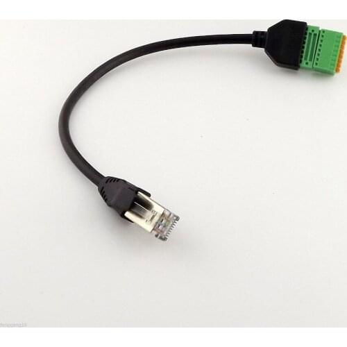 10pcs RJ45 Ethernet Male Plug To 8 Pin AV Terminal Spring Solderless Block Adapter Cable 25cm