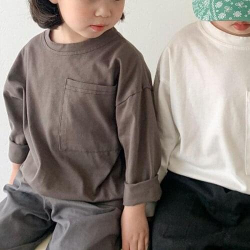 2021 Spring New Children Unisex Clothes For Boys And Girl Summer Soft Bottomed Shirt With Long Sleeve Korean Style 2-6 Years Old