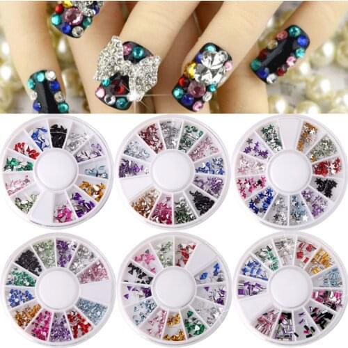 25 Styles Nail Rhinestone Wheel Irregular Beads 3D Decoration Stone Gold Silver Mixed Colorful Crystal Studs For Nail Art