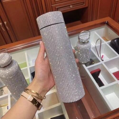 500ML Diamond Vacuum Flask Thermos Water Bottle Stainless Steel Smart Temperature Display Mug Gift Insulated Bottle Coffee Mug