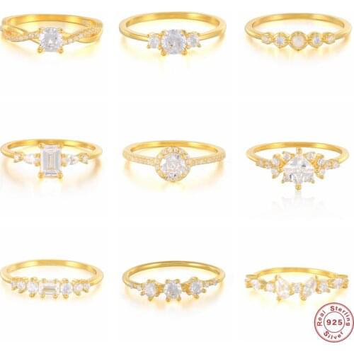 Aide 925 Sterling Silver White Clear Round Square Zircon Mosaic Rings For Women Luxury 2021 Rock Punk Crystal Party Jewelry Gift