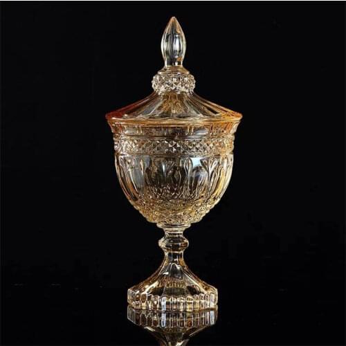 Candy jar Transparent glass sugar jar Crystal glass children fruit candy box