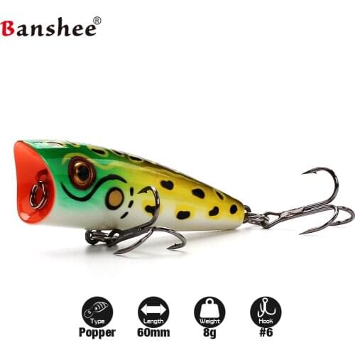 Banshee Popper 60mm 8g Bass Popper Fishing Lure Wobbler For Fishing Pike Topwater baits Float Crankbait Hard Bait Artifcial Lure