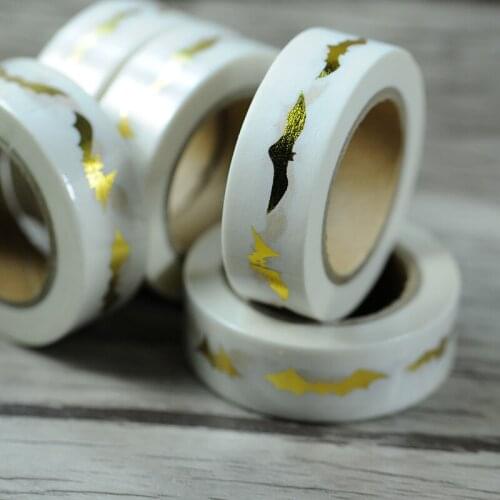 Free shipping halloween golden foil stamping washi paper tape/golden flittermouse washi tape 15mm*10m