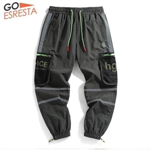 Goesresta Tide Brand Reflective Cargo Pants Men Hip Hop Joggers Streetwear Trousers Casual Loose Harajuku Track Pants For Men
