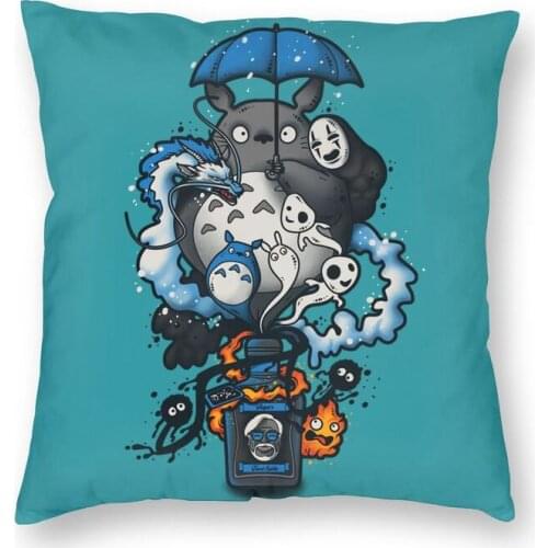 Funny My Neighbor Totoro Cushion Cover Print Hayao Miyazaki Anime Throw Pillow Case for Sofa Cool Pillowcase Home Decoration