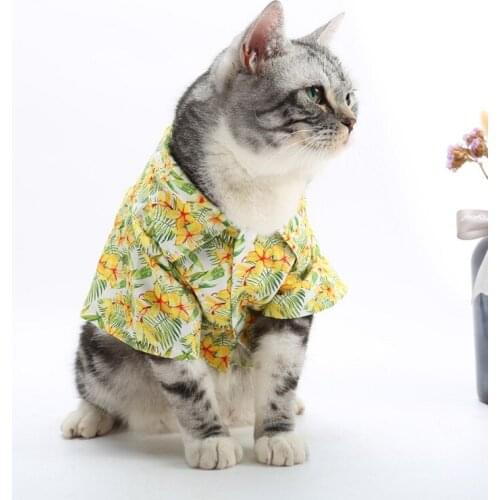 Floral Pet Dog Cat T-shirt Hawaii Beach Style Pet Clothes Small And Medium-sized Dogs And Cat Summer Vest Shirt Cat Clothing