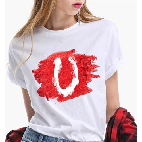 Tshirt Women Summer 26 English Alphabet Print T-shirt Female Tee Tops Harajuku Casual T Shirt woman Clothes Fashion tshirt femme