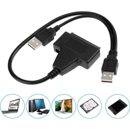40cm Dual USB 2.0 to SATA 7+15Pin Adapter Cable Converter for 2.5inch Hard Drive Disk кабель удлинитель