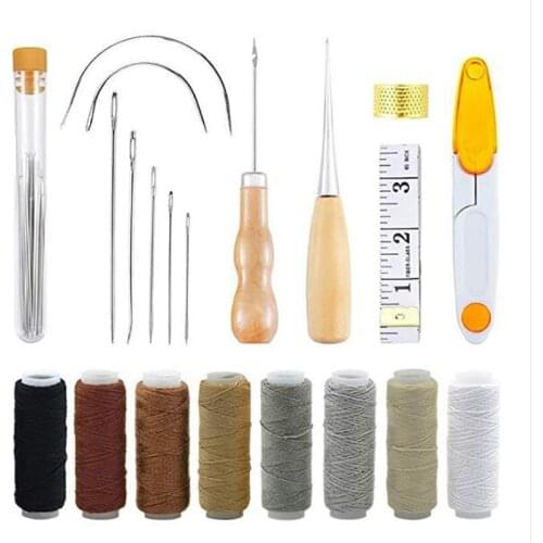 Leather Sewing Repair Tool Sets Leather Craft Sewing Supplies Owl Hand Stitching Taper Needle Tool Kit Household Hand Supplies