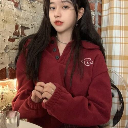 Summer Holiday Students Cool Sweater women loose Korean autumn new Japanese students lapel Black Women Lady Spring Tshirt Girl