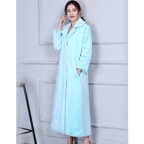 Top brand Long All-match Women Long-sleeve over the Knee Fur Coat N85 high quality