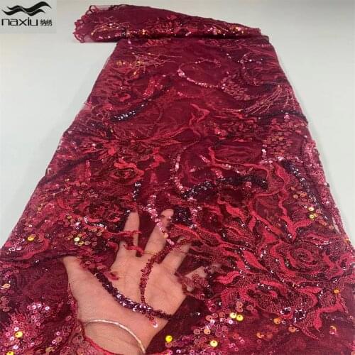 Madison African Sequins Net Lace Fabric 2021 High Quality Lace Nigerian Wedding Lace Fabrics Sewing French Tulle Lace