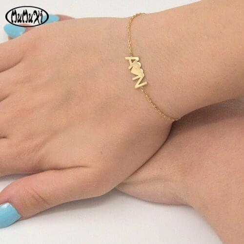 Fashion Couple Bracelet Minimalist Initials Love Stainless Steel Personality Bracelet Customized Jewelry Gift for Girlfriend