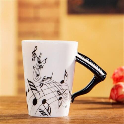 Musical Instrument Notes Coffee Mug With Note Shaped Unique Handle Fashion Tea Milk Ceramic Porcelain Mug