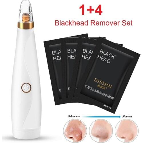 Blackhead Remover Set Face Acne Black Dot Pimple Electric Blackhead Vacuum Cleaner Pore Skin Care Machine 4pcs Blackhead Sticker