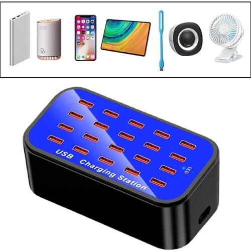 Desktop Multi Ports USB Charging Station 20-Port 90W/20A for Tablets Laptop, US Standard