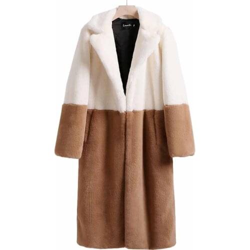 New Vogue Winter Women Fur Jacket 5XL Plus Size Loose Long Fur Overcoat High Imitation Lamb Wool Thick Warm Female Coats G056