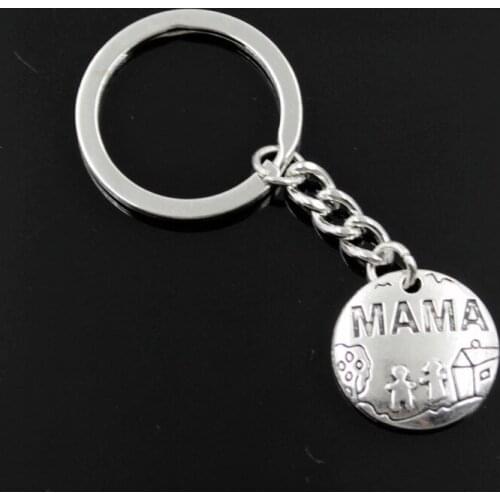 New Fashion Men 30mm Keychain DIY Metal Holder Chain Vintage Mama Children Home 22x22mm Silver Color Pendant Gift