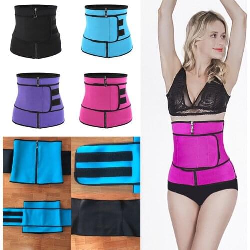 New Neoprene Sauna Sweating Waist Belt With Zipper Sports Body Shaper Belts Abdominal Slimming Weight Loss Belt Women Wear
