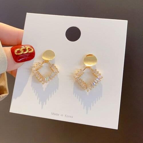 New Geometric Micro-Set Zircon Earrings For Women Korean Temperament All-Match Metal Wave Flash Earrings Fashion Jewelry 2020
