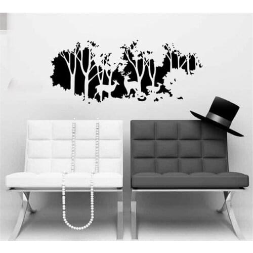 Deer Forest Wall Stickers Home Decor Living Room Bedroom Removable Self-Adhesive Vinyl Vinilos Paredes Office Art Mural LA143