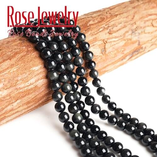 Wholesale Natural Stone Beads A+ Black Obsidian Round Loose Beads 6/8/10/12/14/16 mm Diy Bracelet Accessories For Jewelry Making