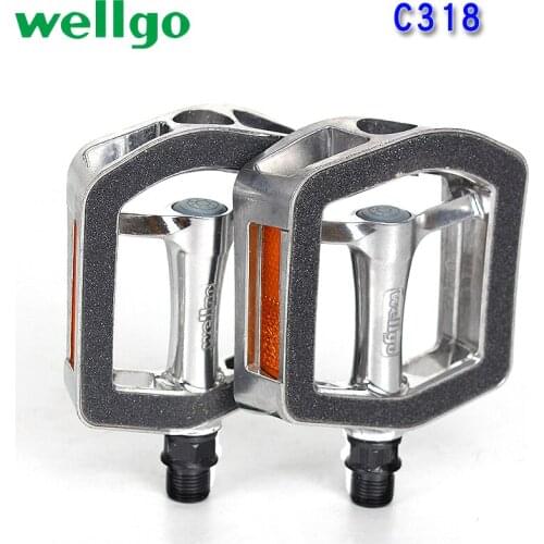 WELLGO Mountain Bicycle Bearing Pedal bike Parts C318 MTB Bike Pedals Aluminum Alloy with reflector Bicycle Pedal