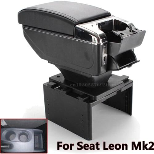 For Seat Leon Mk2 Armrest Box Central Store Content Box Cup Holder Ashtray Interior Car-styling Accessories